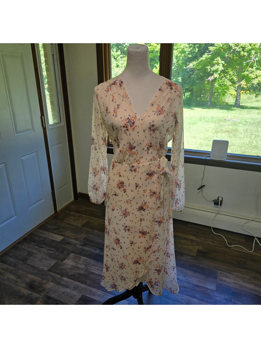 Everly Long Sleeve Floral Wrap Midi Dress